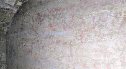 Painting inside a 3,000-year-old tomb discovered by a team of Dutch archeologists near the Egyptian city of Luxor, July 2026