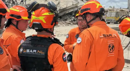 A Dutch rescue team assembled to search for survivors four days after two earthquakes struck northern Venezuela. 28 June 2026