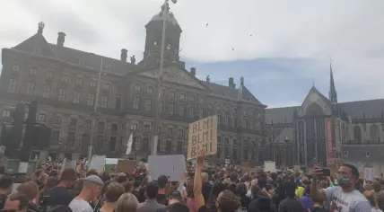 Thousands in Amsterdam turn out in support of Black Lives Matter after the death of George Floyd in America. June 1, 2020