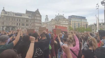 Thousands in Amsterdam turn out in support of Black Lives Matter after the death of George Floyd in America. June 1, 2020