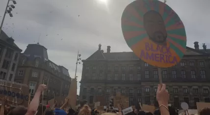 Thousands in Amsterdam turn out in support of Black Lives Matter after the death of George Floyd in America. June 1, 2020