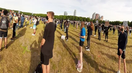 Protestors gather on the Malieveld in The Hague to denounce systemic racism and police violence against people of color. June 2, 2020