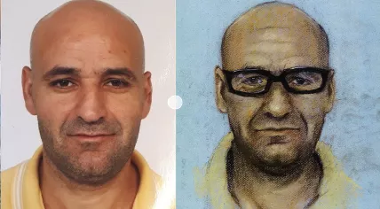 Said Razzouki with a sketch aged to show what he may look like today