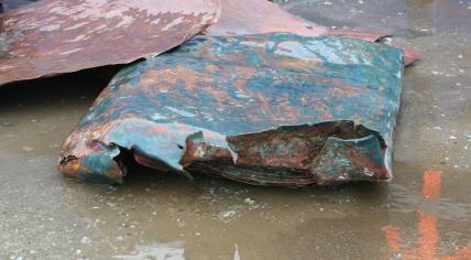 Copper plates found on a 16th century Dutch shipwreck, January 2019