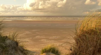 Sunset off the coast of Ameland, Friesland in 2012