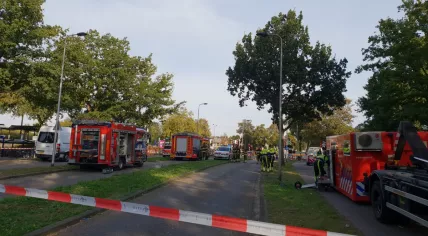 Emergency services at the scene of a fatal rail accident on Braakstraat in Oss, four children were killed, 20 Sept 2018