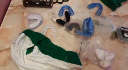 Items seized from Groningen football fans arrested in Amsterdam before a match between Ajax and FC Groningen, 28 Sept 2019