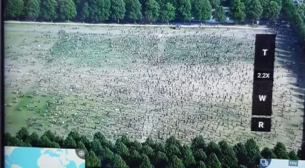 Drone controller view of protesters on the Malieveld during the Black Lives Matter demonstration. June 2, 2020