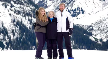 The Royal Line from left to right - Crown Princess Amalia, Princess Beatrix and King Willem-Alexander, 25 February 2020