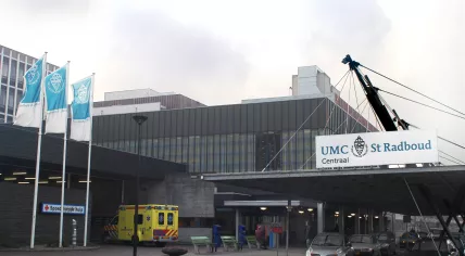 Main entrance of the Radboud University Nijmegen Medical Centre in Nijmegen, the Netherlands