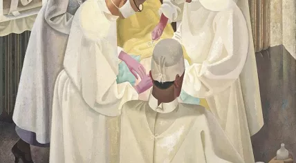 A_surgical_operation._Oil_painting_by_Reginald_Brill,_Wellcome_L0022440