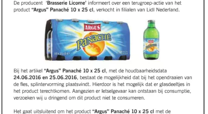 Lidl Argus Panache beer recall