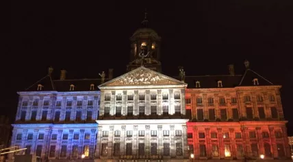 Royal Palace, Dam Square, Amsterdam after Paris Attacks