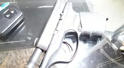 A firearm allegedly found in the possession of a suspect police said was linked to organized crime in the Netherlands. May 27, 2019