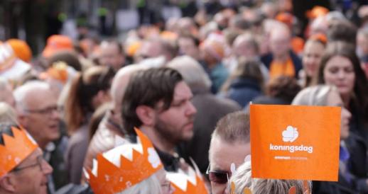 The King's Day crowd gathers ahead of King Willem-Alexander's visit to Emmen, Drenthe. 27 April 2024