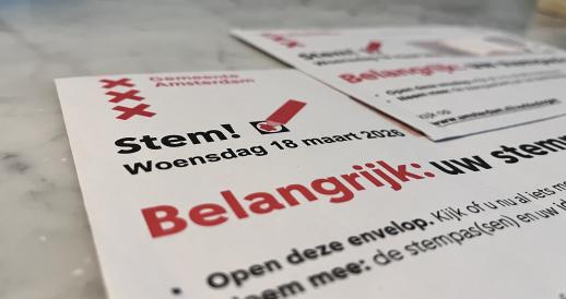 Amsterdam voting pass for the municipal electios on 18 March 2026
