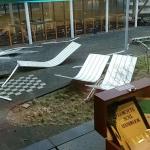 Pieces of the University of Amsterdam Science Park's roof blown off by hurricane strength winds, 18 Jan 2018