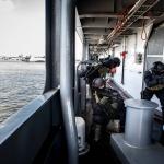 Anti-terrorism unit DSI during a drill in the port of Rotterdam, April 2016