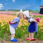 Kids in a tulip field