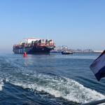 Container ship at the port of Rotterdam