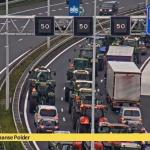 Farmers on tractors on their way to protest in The Hague, 1 October 2019