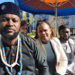 Mwazulu Diyabanza Siwa Lemba with his comrades Laehtia Babin (center) and Sore Brama (right)