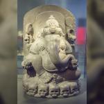 Thirteenth-century stone statue of Ganesha sitting on a ring of skulls taken from East Java to the Netherlands in the 19th century. 18 June 2015