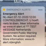 NL-Alert test message sent on 7 December 2020