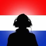 Listening to music in front of the Dutch flag