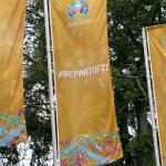 Euro 2020 flags flapping in the wind in Amsterdam Oost. June 11, 2021