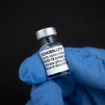 A vial of the Comirnaty Covid-19 vaccine from Pfizer/BioNTech on June 14, 2021