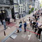 People line up at the Royal Theater Carre to say goodbye to murdered crime writer Peter R. de Vries, 21 July 2021