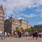 Crowded Dam Square in Amsterdam