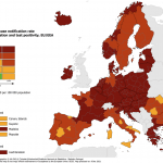 The entire Netherlands stayed dark red - the highest warning color - on the European map of coronavirus cases published on 9 December 2021