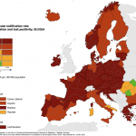 The entire Netherlands stayed dark red - the highest warning color - on the European map of coronavirus cases published on 16 December 2021