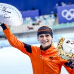 Speed skater Irene Schouten of TeamNL during the mass start ceremony at the 2022 Winter Olympics in Beijing, China.