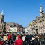 Protesters demonstrate against war in Ukraine in Roermond on March 6, 2022.