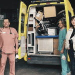 A van filled with medical supplies from Stichting Zeilen van Vrijheid.