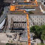 The 30-meter high footbridge above the Coolsingel in Rotterdam. 26 May 2022