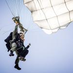 Queen Maxima completes a tandem parachute jump in Breda. 1 June 2022