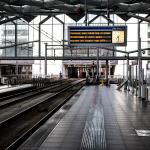 Tram station at Den Haag Central Station empty as HTM workers strike, 2 June 2022