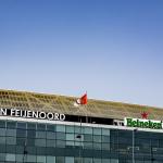 The rainbow flag flies on the Maasgebouw near the Feyenoord stadium as part of Pink Saturday. June 18, 2022.