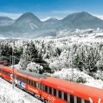 A Sunweb train with the French Alps in the background