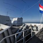 Firing tubes of Harpoon anti-ship missiles on board the Zr.Ms. De Zeven Provinciën