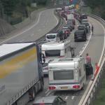 Traffic at a standstill at the Gotthard Tunnel in Switzerland. 23 July 2022