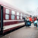 A promotional photo for the launch of the TUI Ski Express, which takes passengers from Amsterdam and Utrecht to Austria by train. 2022