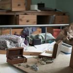 Ransacked bedroom after a burglary 