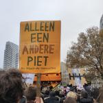 Protestors call for an end to the use of blackface to portray Zwarte Piet. 16 November 2019