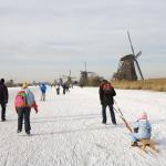 Ice skating along the windmills in Kinderdijk in 2013