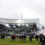 fireworks during the Dutch eredivisie match between Feyenoord and Ajax in Feyenoord Stadium de Kuip on 22 januari 2023 in Rotterdam, Netherlands.